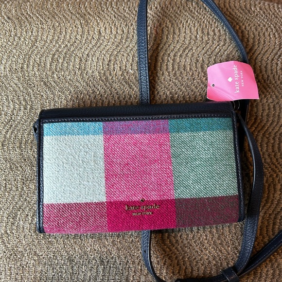 NWT Kate Spade Marti Festive Check Fabric Crossbody - Picture 2 of 7